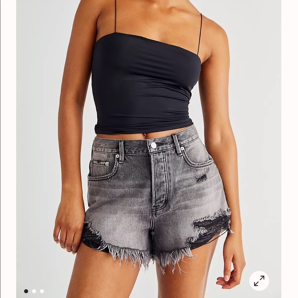 Free People CRVY Loving Good Vibrations Black Jean Shorts